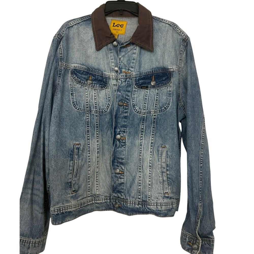 Lee x Forever 21 Storm Rider Denim Trucker Jacket Brown Collar XL Western Ranch